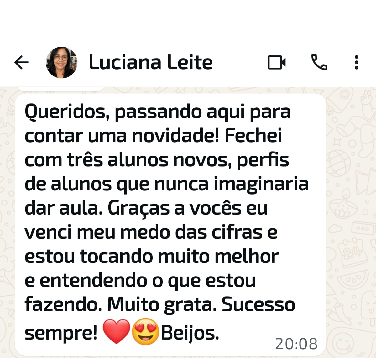 Depoimento de Luciana Leite pelo WhatsApp